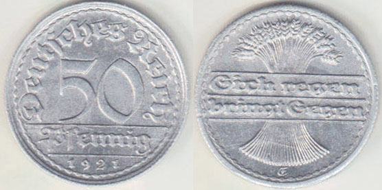 1921 E Germany 50 Pfennig A000259